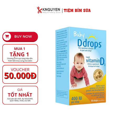  Vitamin D Drop 400iu cho bé 90 giọt 