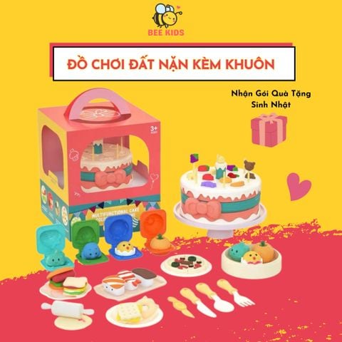  TP Bộ Đồ Chơi Trang Trí Bánh Sinh Nhật Kèm Đất Nặn An Toàn Cho Bé (3y+) 