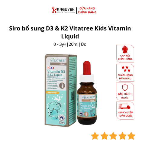  Siro bổ sung D3 & K2 Vitatree Kids Vitamin Liquid 20ml 
