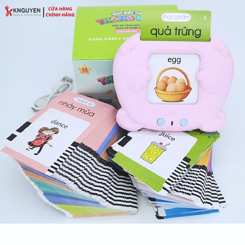  Máy đọc thẻ Flashcard Tiếng Anh, Máy đọc từ vựng tiếng anh cho bé 224 từ vựng kèm dây sạc pin tiện dụng 