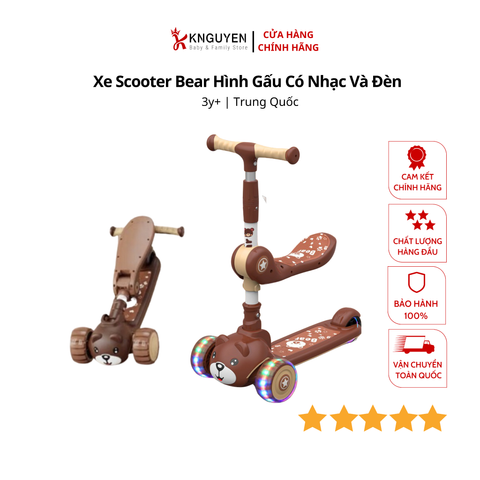  Xe Scooter Bear Hình Gấu Có Nhạc Và Đèn 