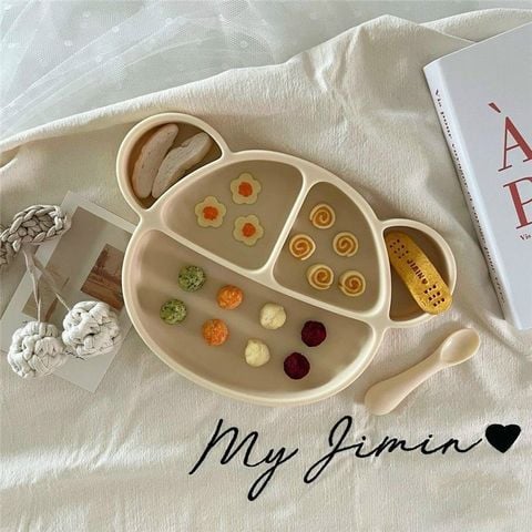  Khay Ăn Dặm Silicon Hình Gấu Bar-Rot có nắp 