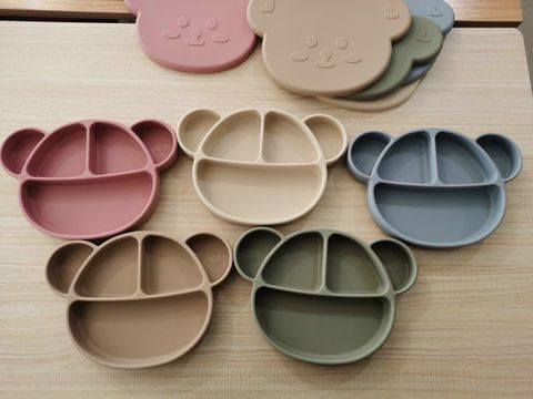  Khay Ăn Dặm Silicon Hình Gấu Bar-Rot có nắp 