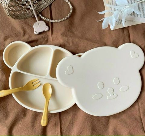  Khay Ăn Dặm Silicon Hình Gấu Bar-Rot có nắp 