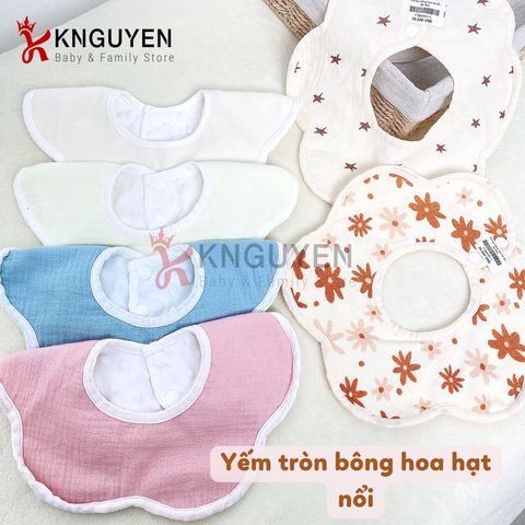  Yếm tròn bông hoa hạt nổi 