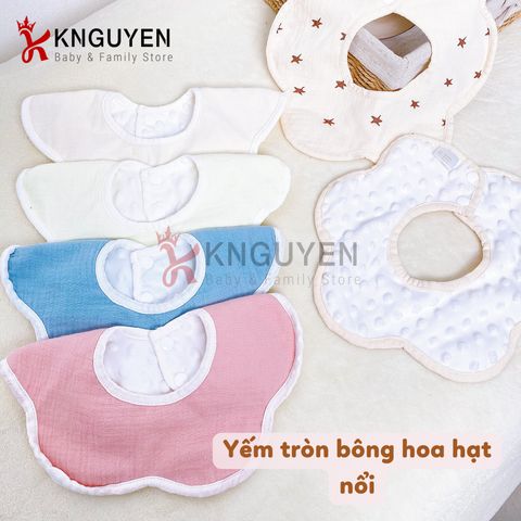  Yếm tròn bông hoa hạt nổi 