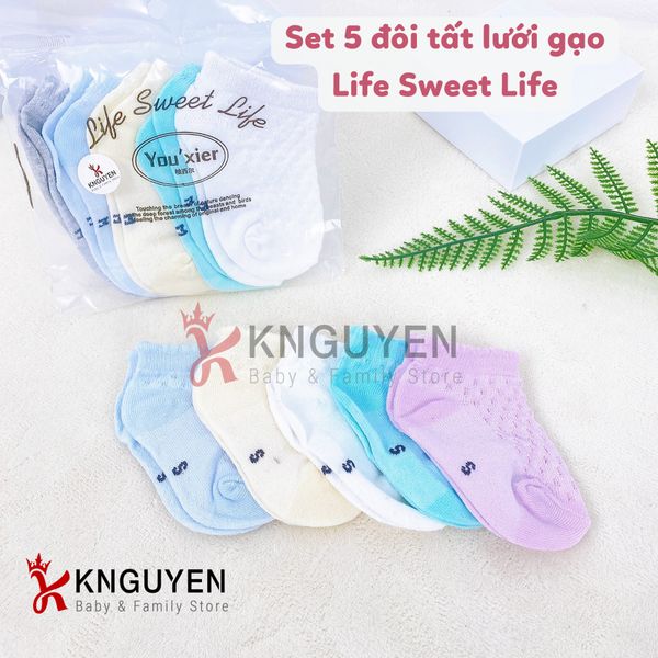  Set 5 đôi tất lưới gạo Life sweet life 