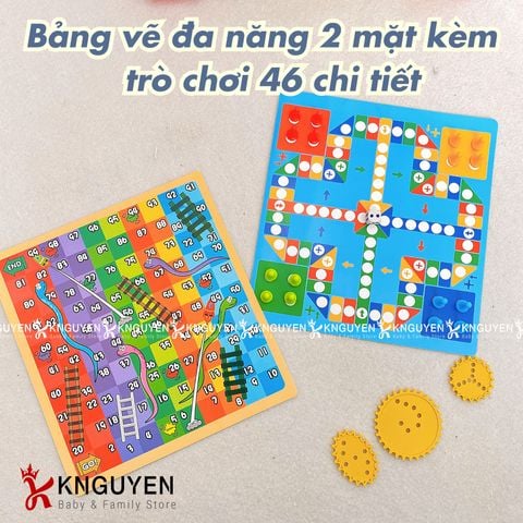  Bảng vẽ artist Bảng vẽ đa năng 2 mặt kèm phấn, bút màu và trò chơi 46 chi tiết cho bé 