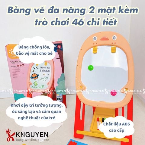  Bảng vẽ artist Bảng vẽ đa năng 2 mặt kèm phấn, bút màu và trò chơi 46 chi tiết cho bé 