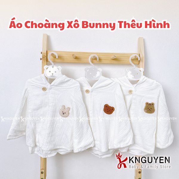  Áo Choàng Xô Bunny Thêu Hình 