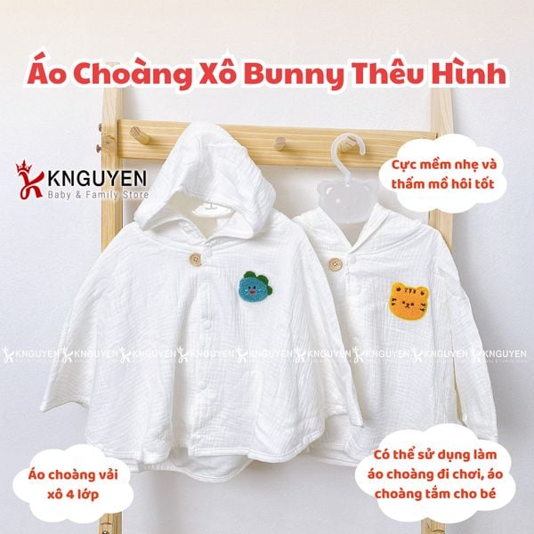  Áo Choàng Xô Bunny Thêu Hình 