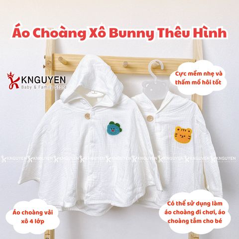  Áo Choàng Xô Bunny Thêu Hình 