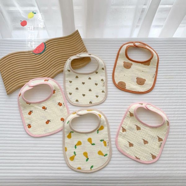 Set 2 Yếm cổ Bunny hình vuông họa tiết hoạt hình, chất liệu muslin cho bé (Hình Ngẫu Nhiên) 