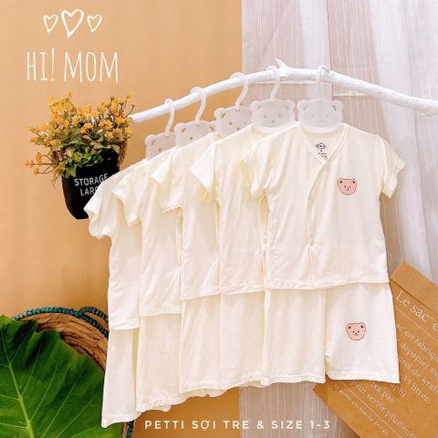  Set Bộ Cộc Tay Cài Lệch Hi Mom Chất Liệu Cotton Cho Bé 