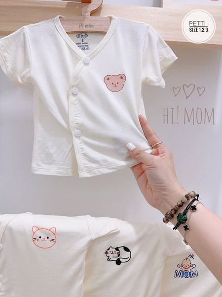  Áo Himom Cộc Tay Trắng Chất Liệu Cotton Cho Bé 