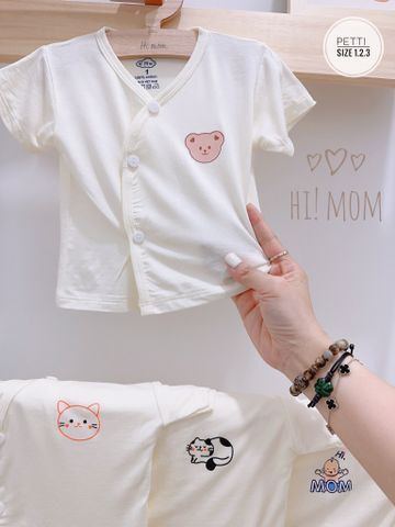  Áo Himom Cộc Tay Trắng Chất Liệu Cotton Cho Bé 