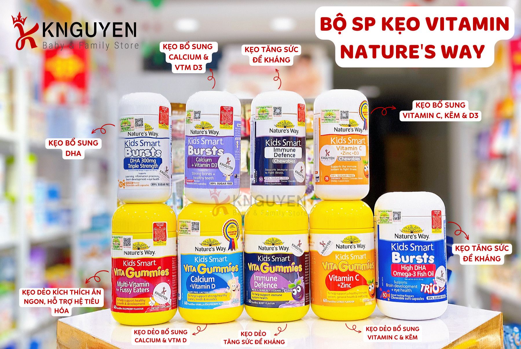  Kẹo biếng ăn Smart Vita Gummies Fussy Easter Nature's way 60v (Hàng công ty) 