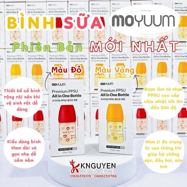  Bình sữa moyuum More Love họa tiết trái tim 