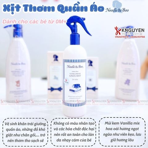  Xịt Thơm Đồ Vải. Quần Áo Noodle & Boo 473ml - Hương Phấn 