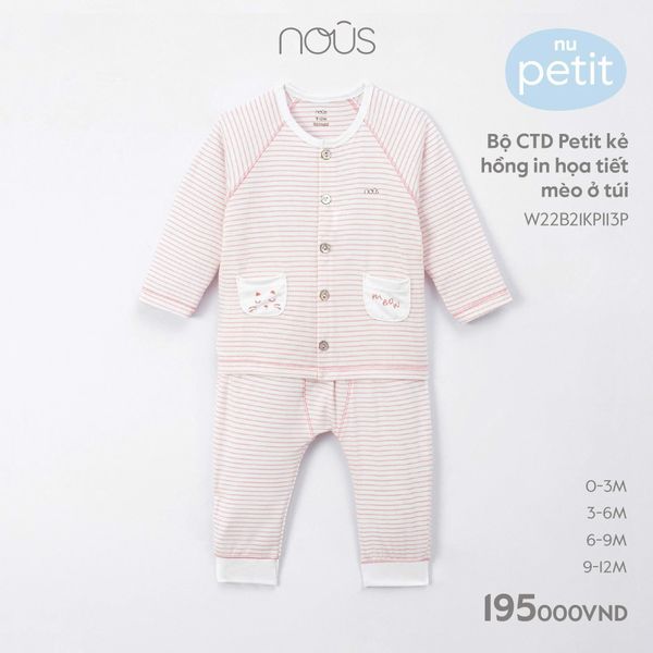  Bộ Cài Thẳng Dài Petit Hồng Nhạt Nous 