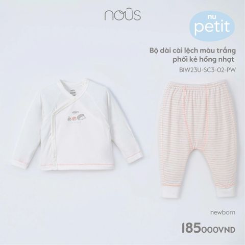  Bộ dài cài lệch màu trắng phối kẻ - Nous 
