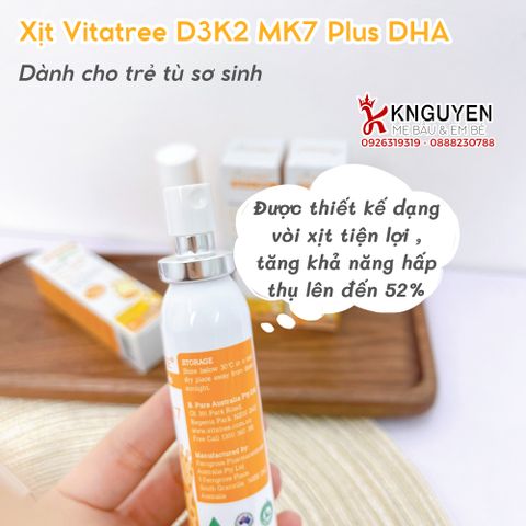  Xịt Vitatree D3 K2 MK7 Plus DHA Spray ( 20ml ) 