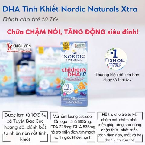  DHA Dạng Giọt Children's DHA Xtra Nordic Naturals Mỹ, 60ML (1-6Y) 