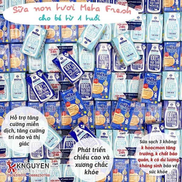  Sữa bột pha sẵn meta care xanh (110ml) - 10 tỷ lợi khuẩn 