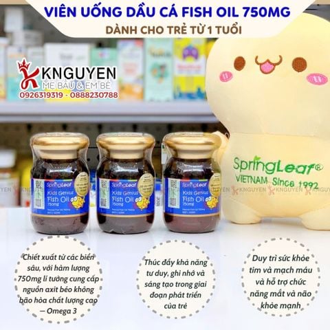  Viên Uống SpringLeaf Kids Genius Fish Oil Hỗ Trợ Não Bộ Và Thị Giác 1Y+ 60 viên 