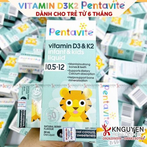  Vitamin D3 & K2 Pentavite Dạng Lỏng 30ml (6 THÁNG tuổi+) 