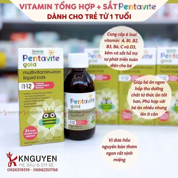  Vitamin Tổng Hợp Pentavite Gold Cho Bé 1-12 Tuổi 200ml 