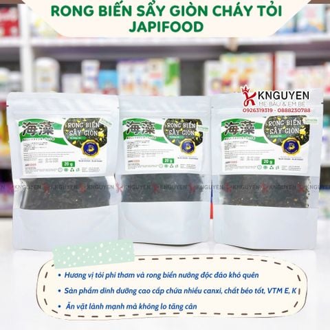  Rong biển sấy giòn ăn liền vị cháy tỏi JapiFoods (20g) 