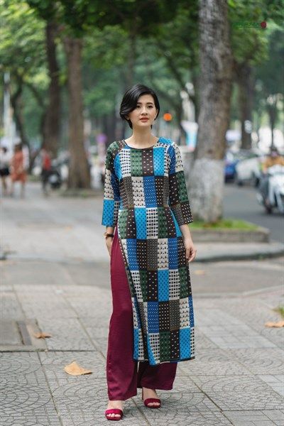  Quần thun Áo dài lụa Rêu/ Ve/ Đỏ 