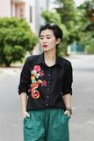  Áo linen thêu thủ công Tắt Kè lập thể 