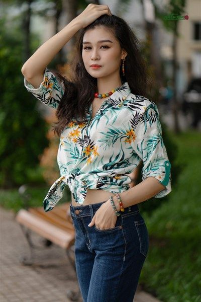  Quần jeans ống túm Đậm 