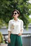  Áo chemise kem thêu tay Hoa Thanh Xuân 