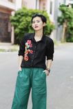  Áo linen thêu thủ công Tắt Kè lập thể 