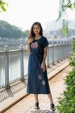  Đầm thêu tay denim maxi TL Paisley 