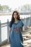  Đầm Tahera denim thêu tay Ếch Hoa 