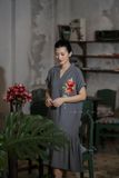  Đầm Keiko Xám đậm thêu tay Xuân Trà 