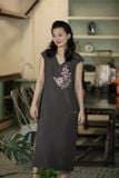  Đầm Sensi Xám thêu tay Phượng Tím 