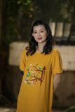  Đầm Remifa linen vàng cháy thêu tay Nhà Chim 