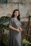 Đầm Remifa Xám Chì thêu tay Mặt Hoa Picasso 