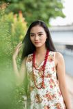  Đầm Maxi Boho 2 dây kem in cụm hoa hồng 