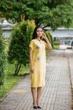  Đầm Kimono Vàng Cúc thêu tay Sen Hiên Nhiên 