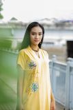  Đầm Kimono Vàng Cúc thêu tay Sen Hiên Nhiên 