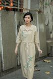  Đầm maxi BEIGE suông dây eo Hoa Trà 