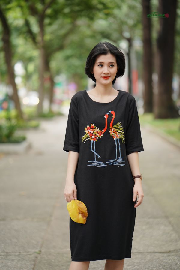  Đầm thêu tay truyền thống LBD Hạc Cưới 