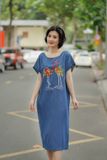  Đầm denim midi thêu tay Đám Cưới Hạc 