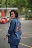  Áo denim thêu thủ công Bà Triệu cưỡi voi 